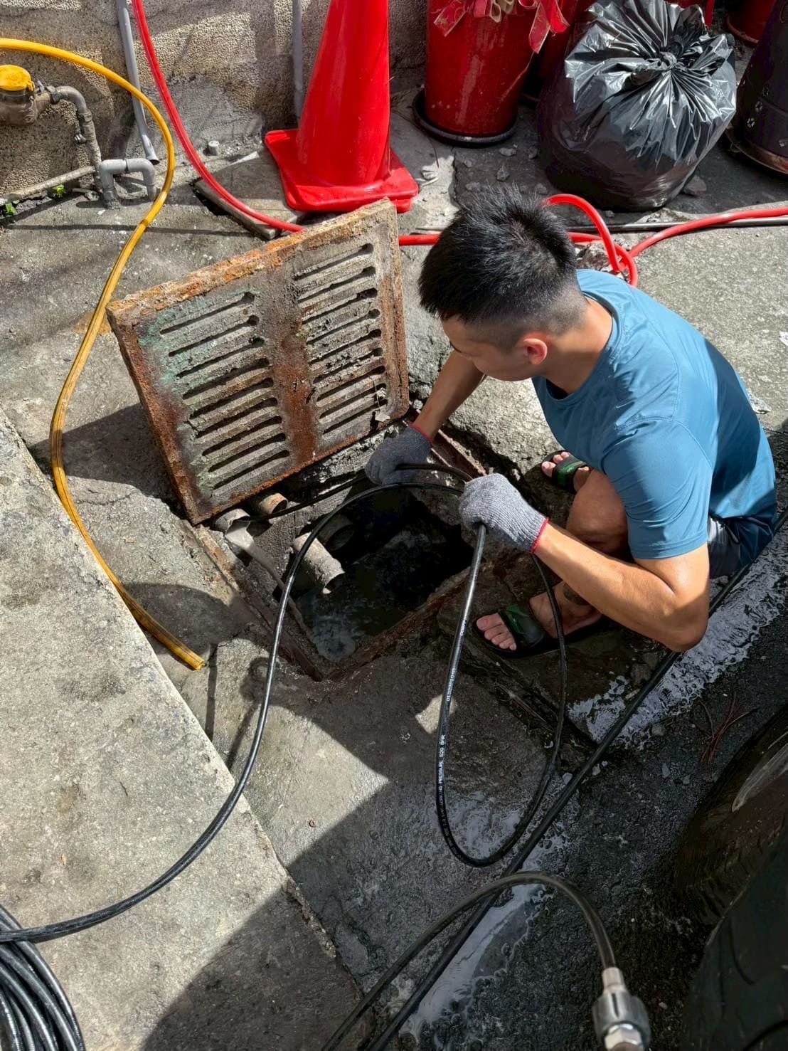 台中北屯區工廠排水管沉積物清洗